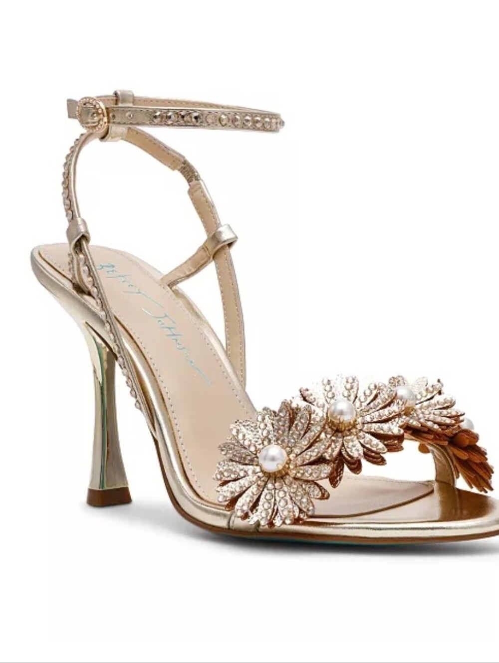 💛▪️Betsey Johnson▪️Women's Mylee Flower Gold Dress Sandals